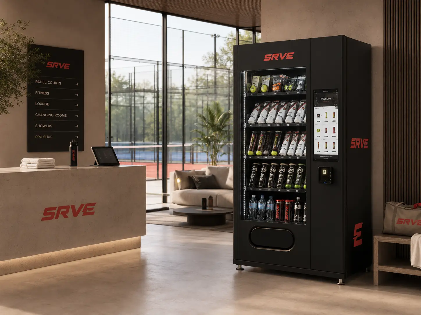 SRVE machines installed in a modern padel venue